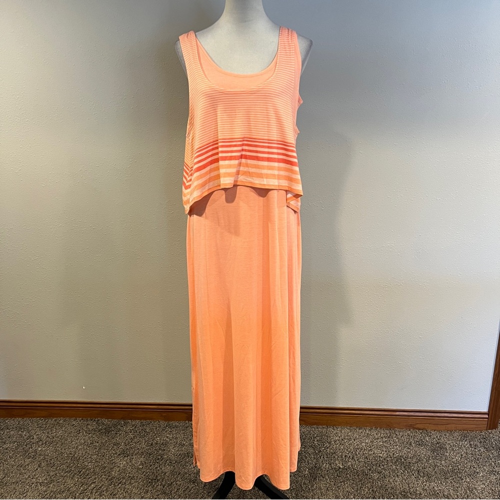 Allison Brittney Peach Sleeveless Maxi Dress‎ size medium